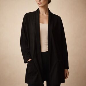 Susan Graver Black Open Front Drape Cardigan Jacket Size M